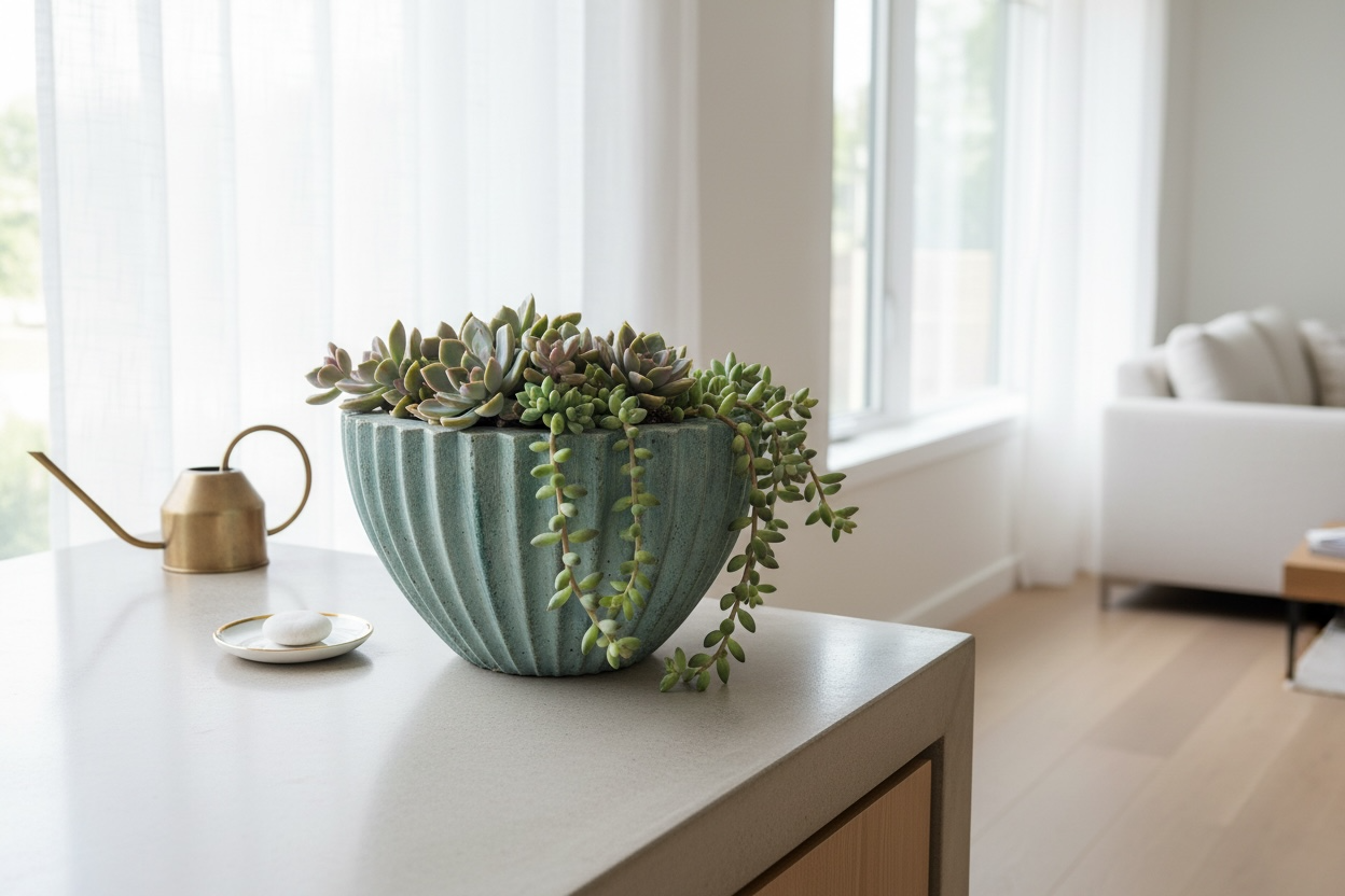 Mist Ribbed Flute Classic Planter
