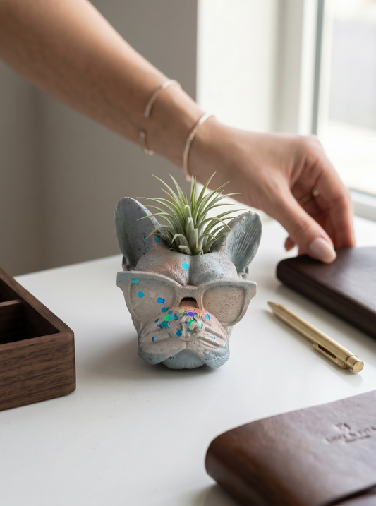 Dusty Salt Dog Head Planter