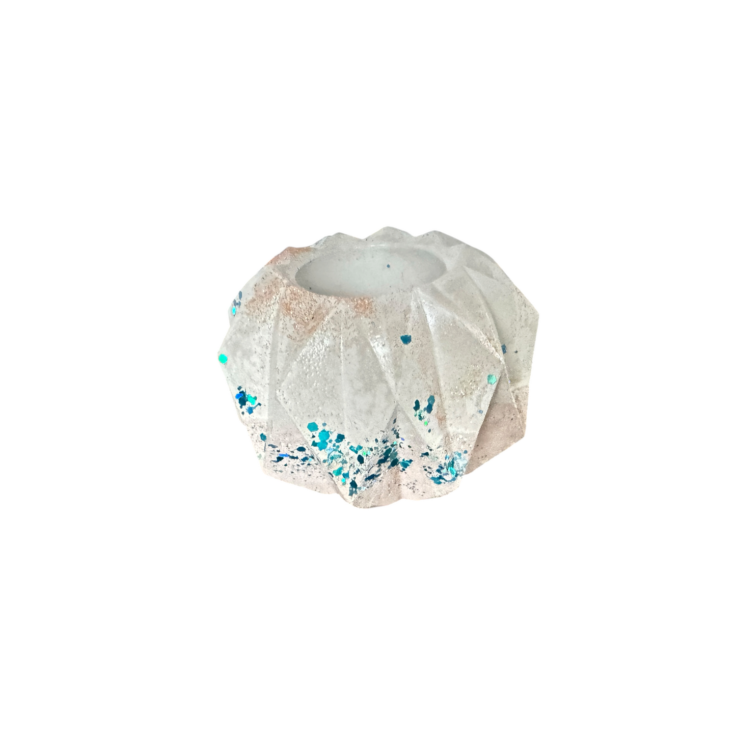 Dusty Salt Faceted Planter / Candle Holder