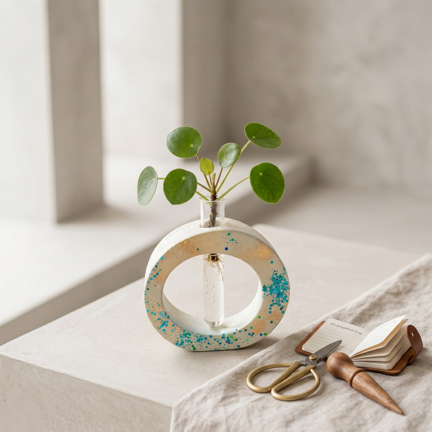 Dusty Salt Orb Bud Vase
