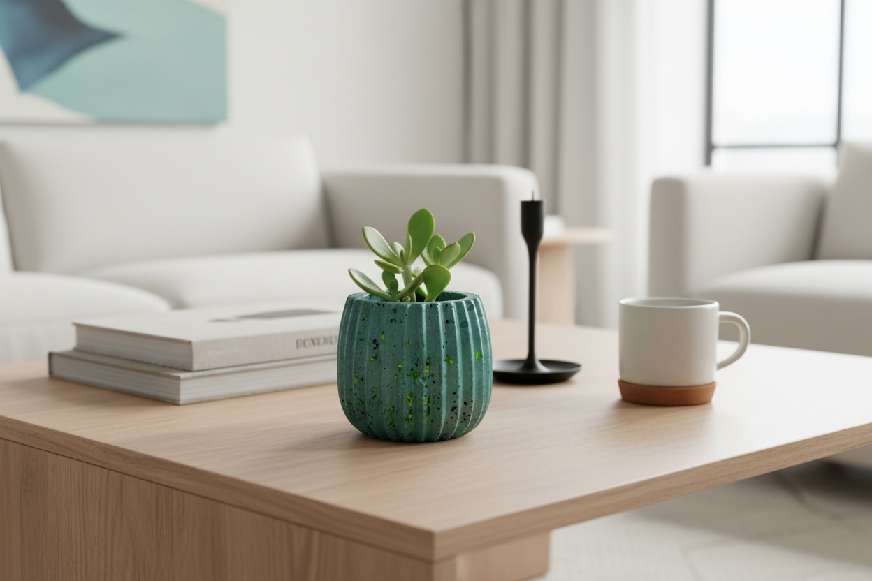 Mint Ribbed Flute Petite Planter
