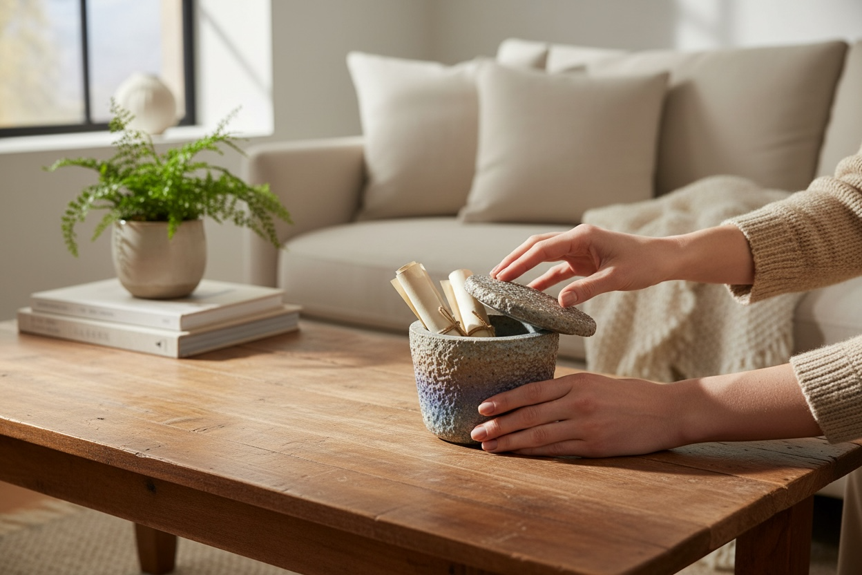 Twilight Pebble – Taupe & Indigo Concrete Jar