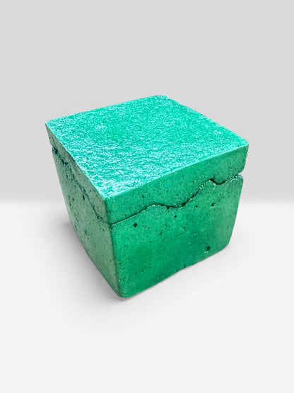 Emerald green concrete jar with lid – modern handmade storage container