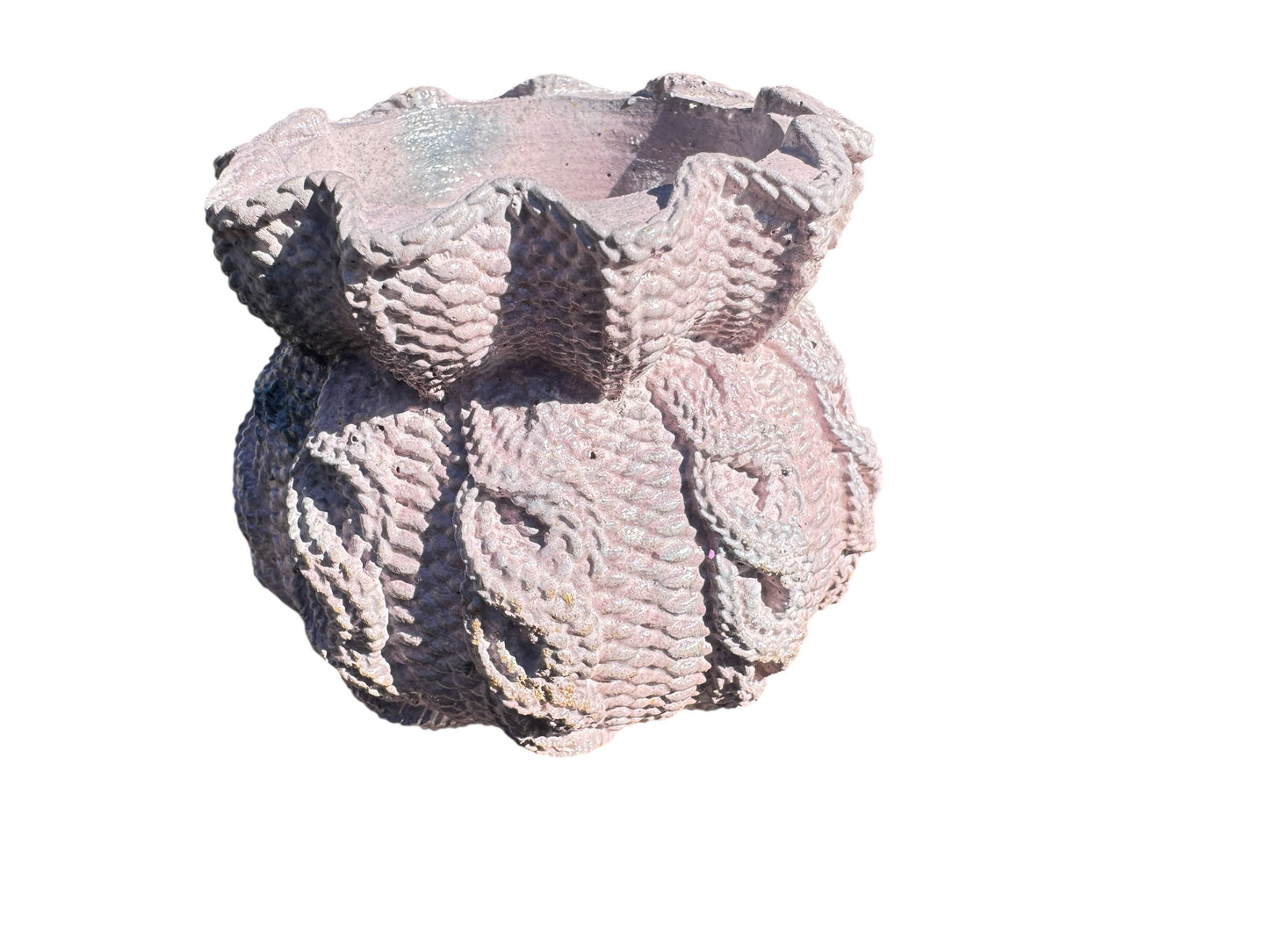 Blush Ruffle Knit Planter