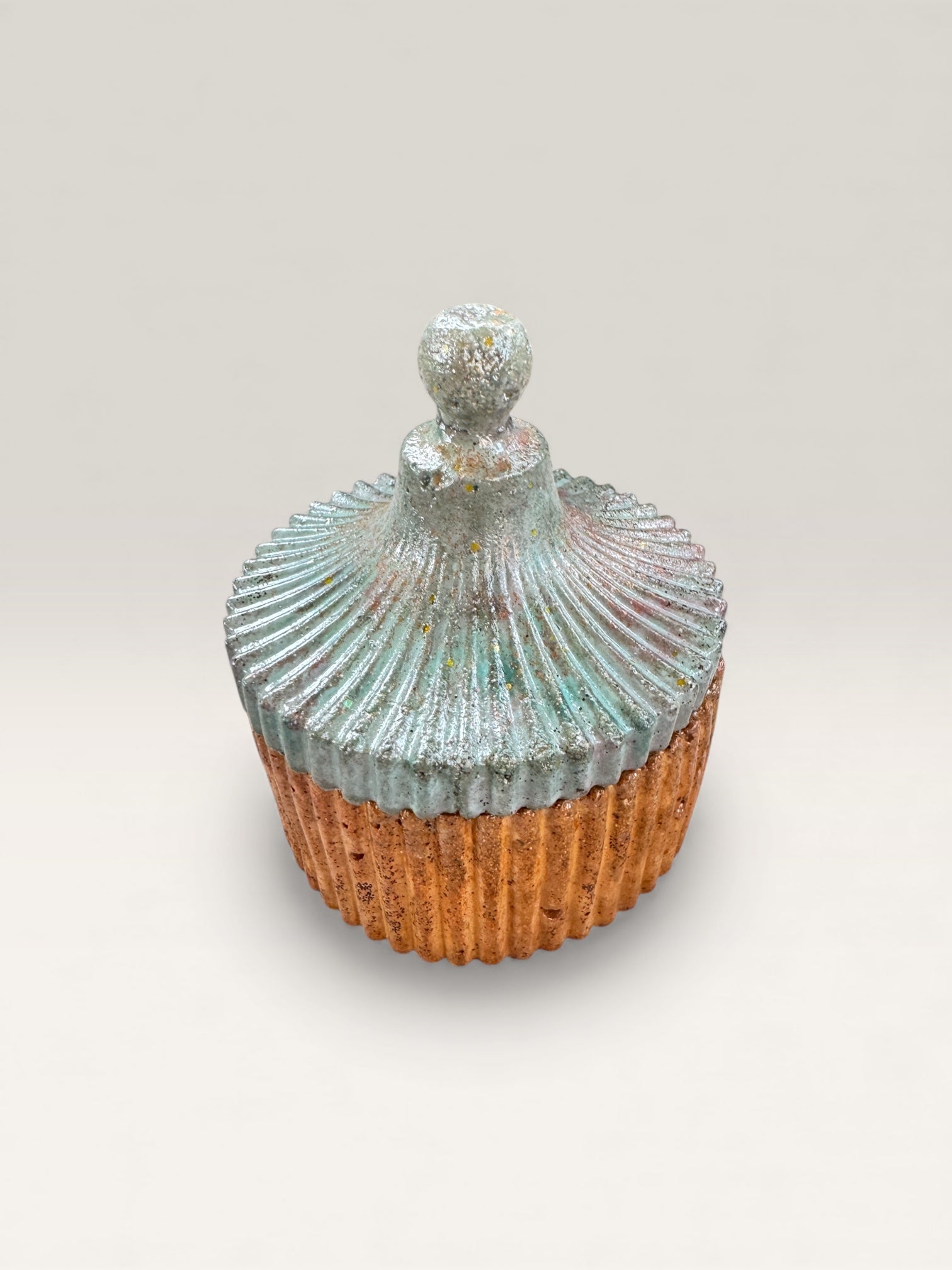 Frosted Ember Blue & Copper Concrete Jar with Lid - Close-up of texture
