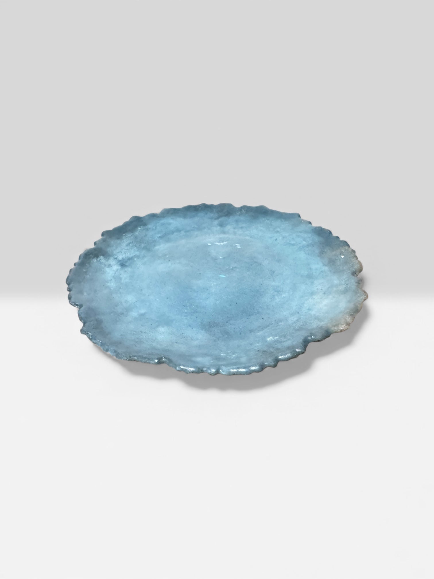 Hand-poured light blue concrete decor tray