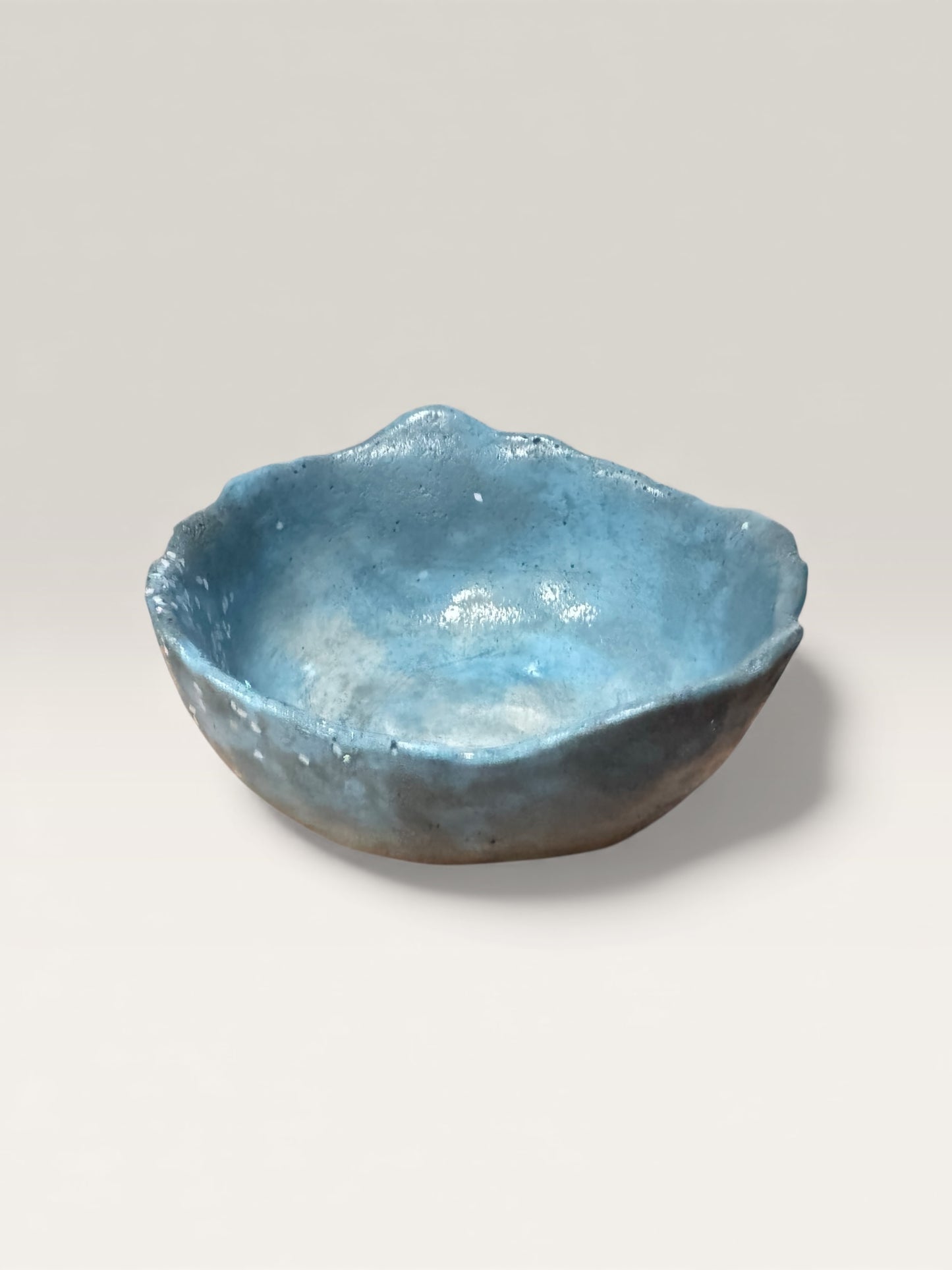 Handmade concrete bowl with wavy edge