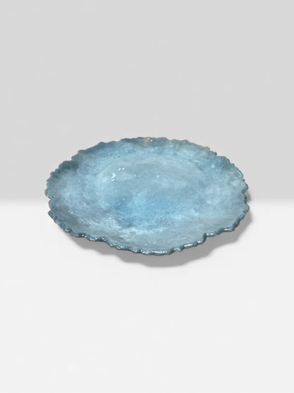 Lagoon light blue concrete tray with ruffled edge