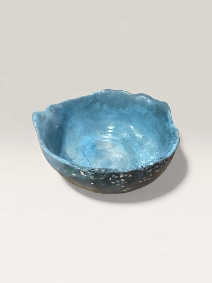 Organic rim concrete bowl in aqua blue finish