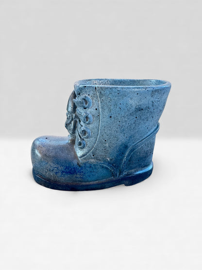 Small concrete boot planter for succulents or tiny plants