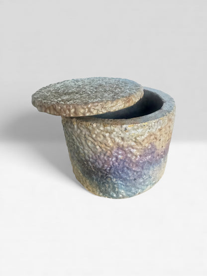 Twilight Pebble Taupe & Indigo Concrete Jar with Lid - Artistic angle
