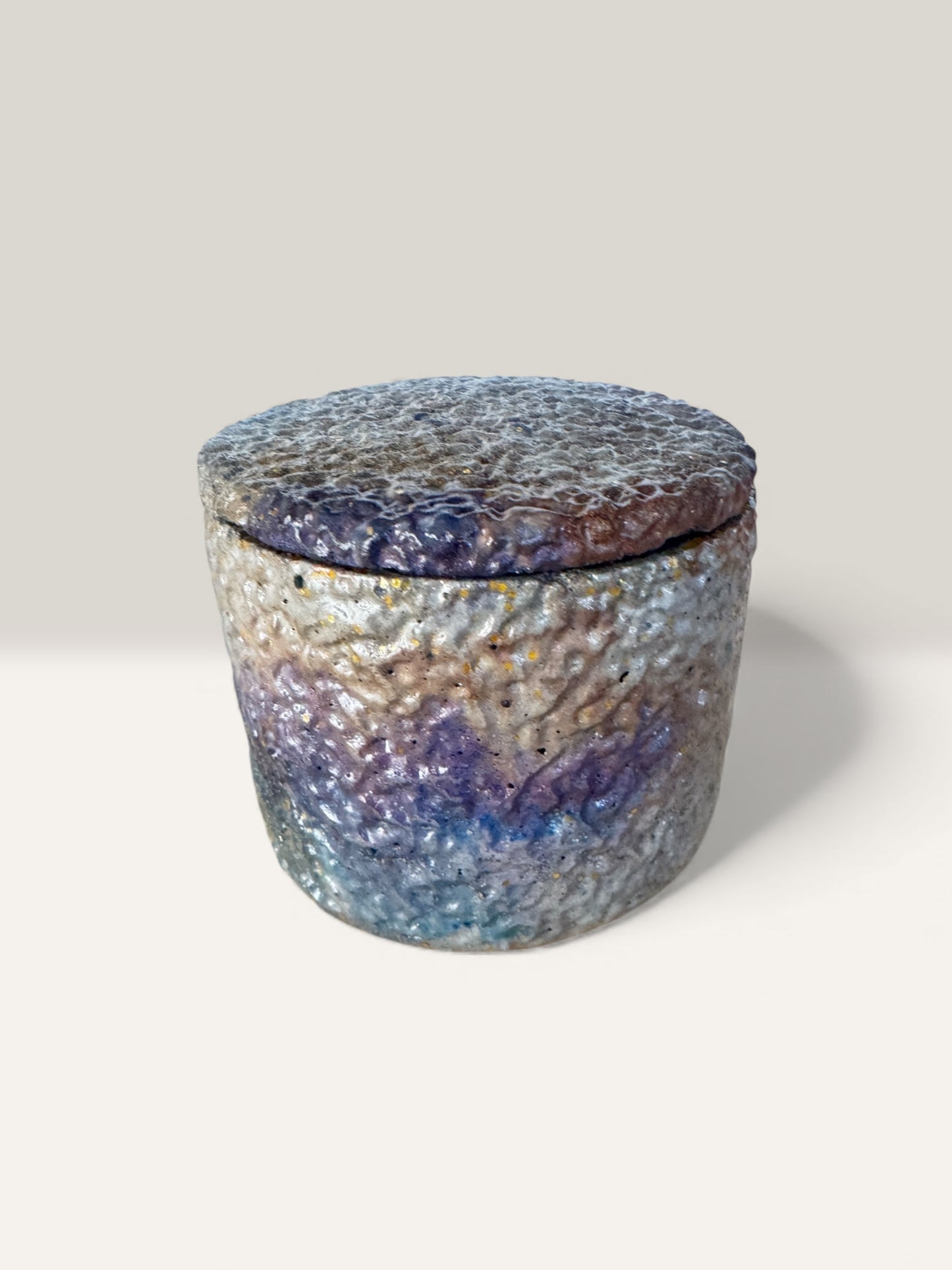 Twilight Pebble Taupe & Indigo Concrete Jar with Lid - Front view
