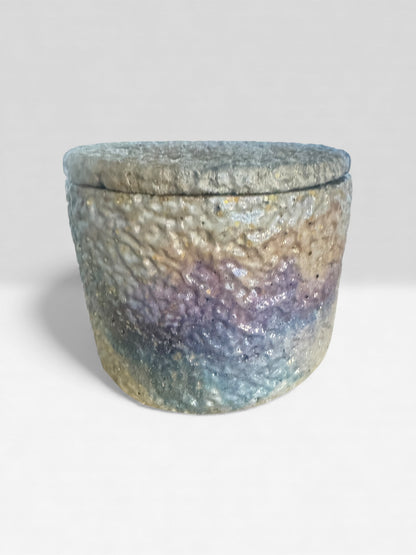 Twilight Pebble Taupe & Indigo Concrete Jar with Lid - Holding jewelry
