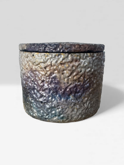 Twilight Pebble Taupe & Indigo Concrete Jar with Lid - Lid removed
