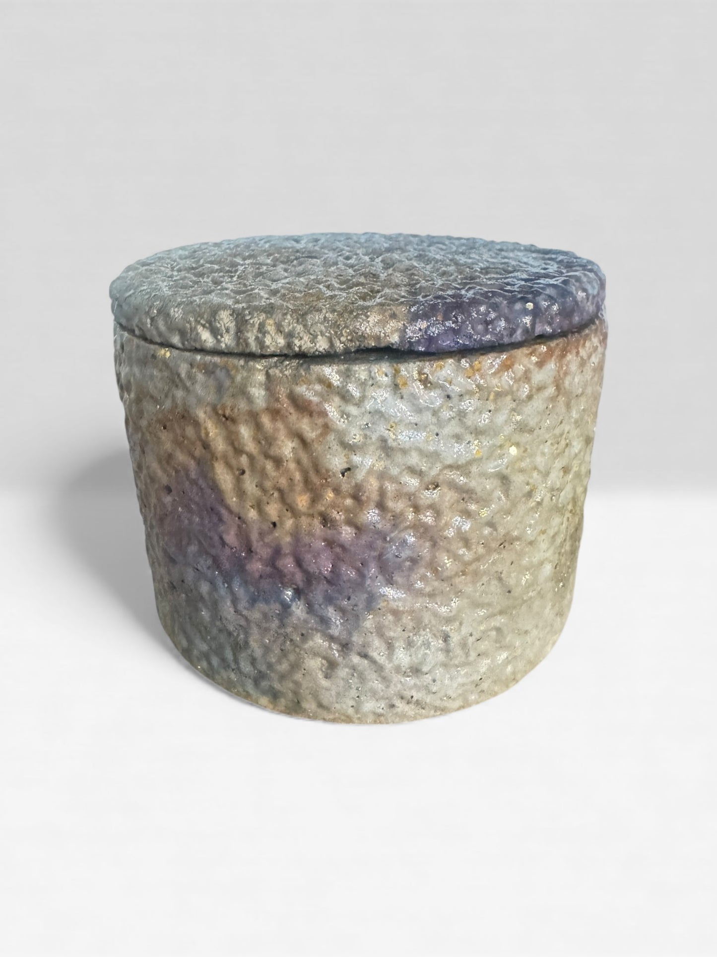 Twilight Pebble Taupe & Indigo Concrete Jar with Lid - Artistic angle
