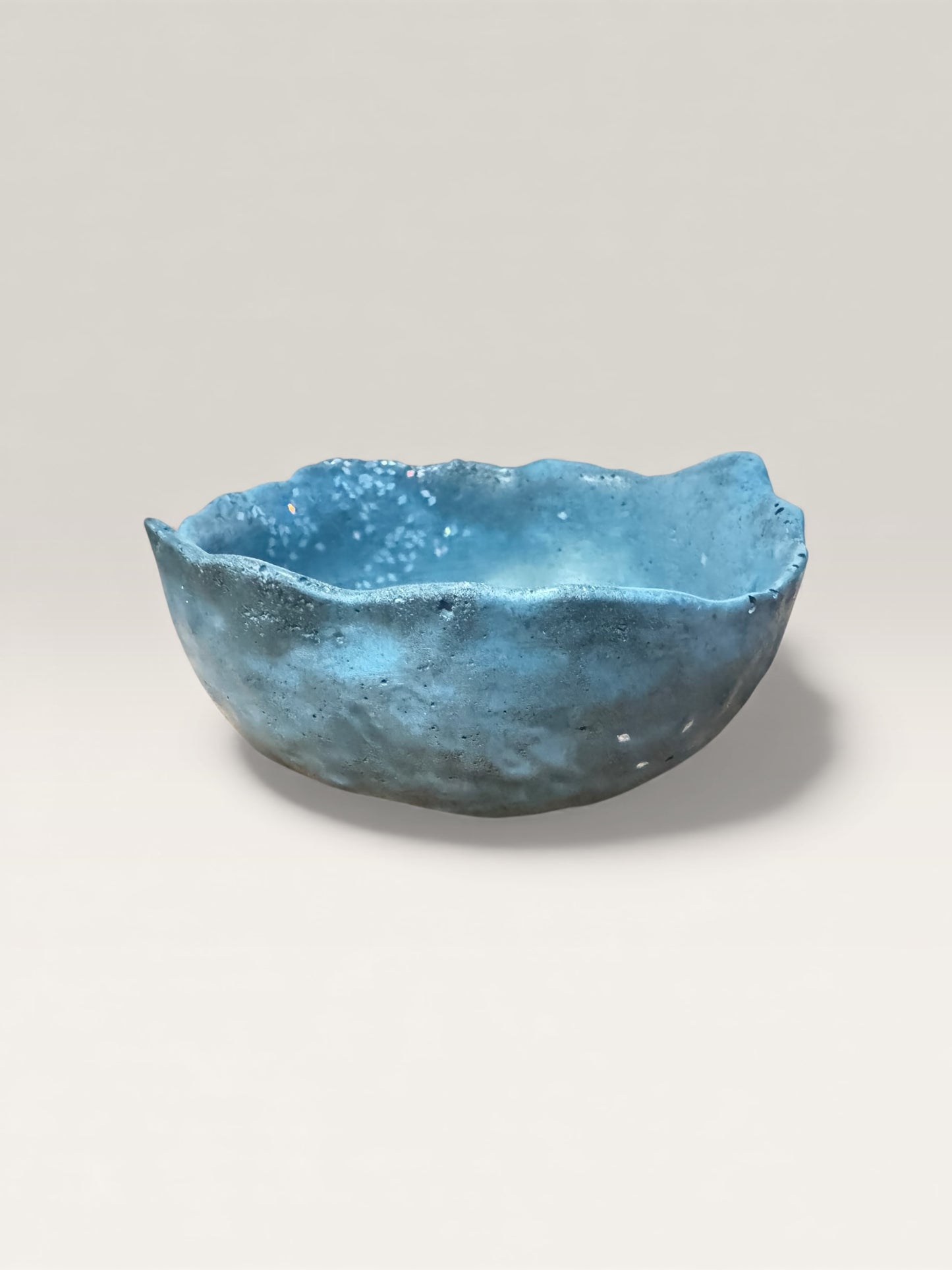 Wabi-sabi soft blue concrete bowl