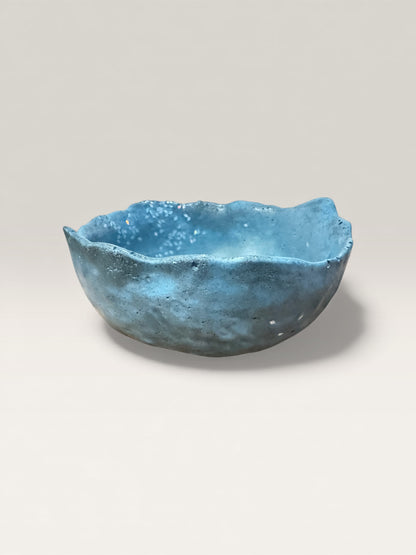 Wabi-sabi soft blue concrete bowl