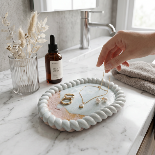 Minterra Tray Oval Woven – main product view of a handmade concrete tray