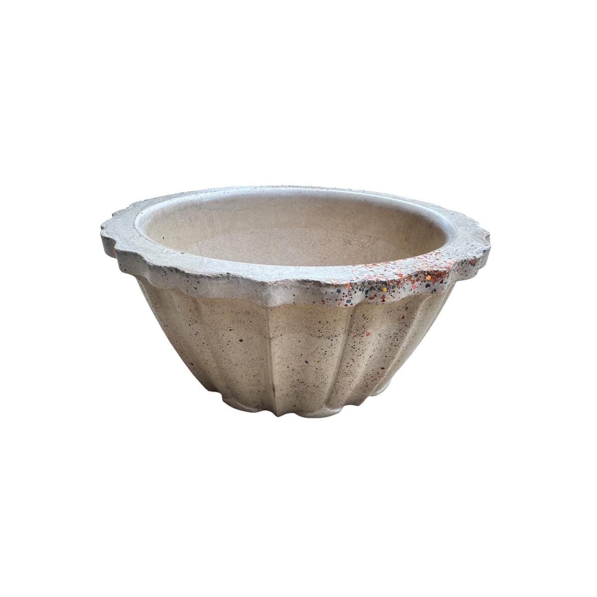 Angled view of the wide fluted Studio Line Lotus Planter