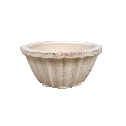 Studio Line Lotus Planter showing its scalloped rim and speckled finish