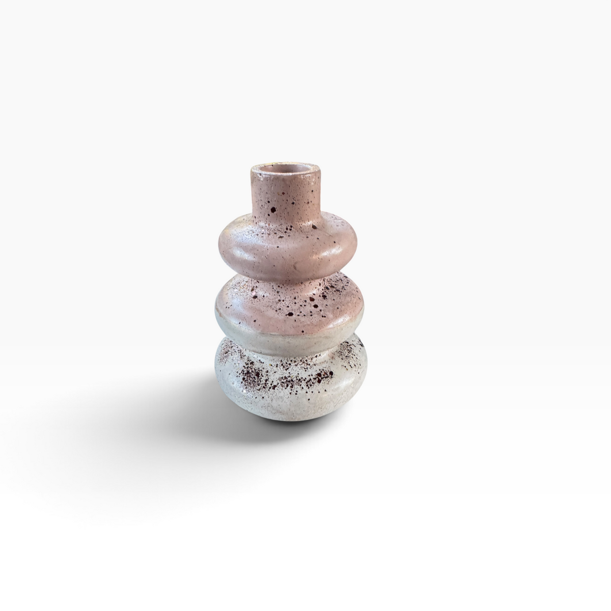 Terra Bubble Vase handmade sealed concrete vase in muted terracotta beige and gray with organic speckling, front view