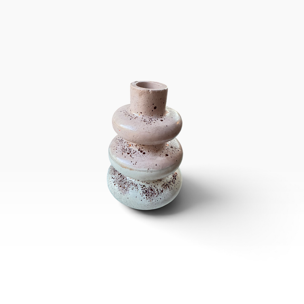 Terra Bubble Vase handmade concrete vase with a stacked rounded bubble shape, three-quarter view